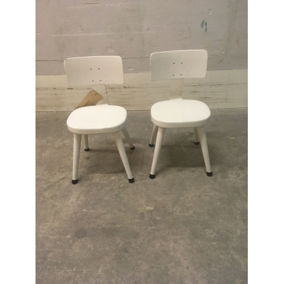 Vintage witte design houten schoolstoeltjes nr 156